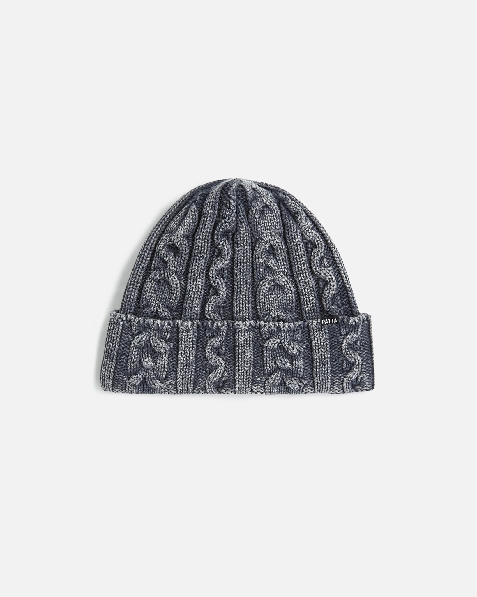 Patta Cold Dyed Cable Knitted Beanie (Titanium) - Patta