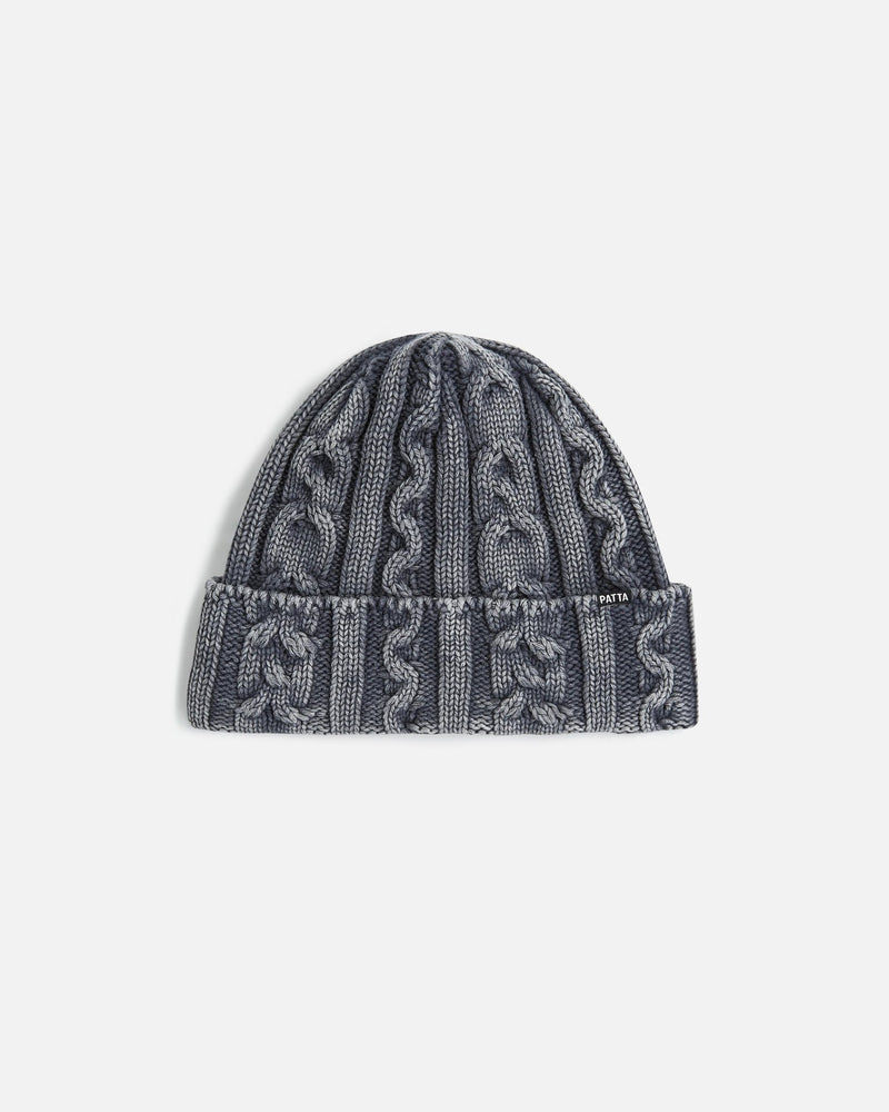 Patta Cold Dyed Cable Knitted Beanie (Titanium) - Patta