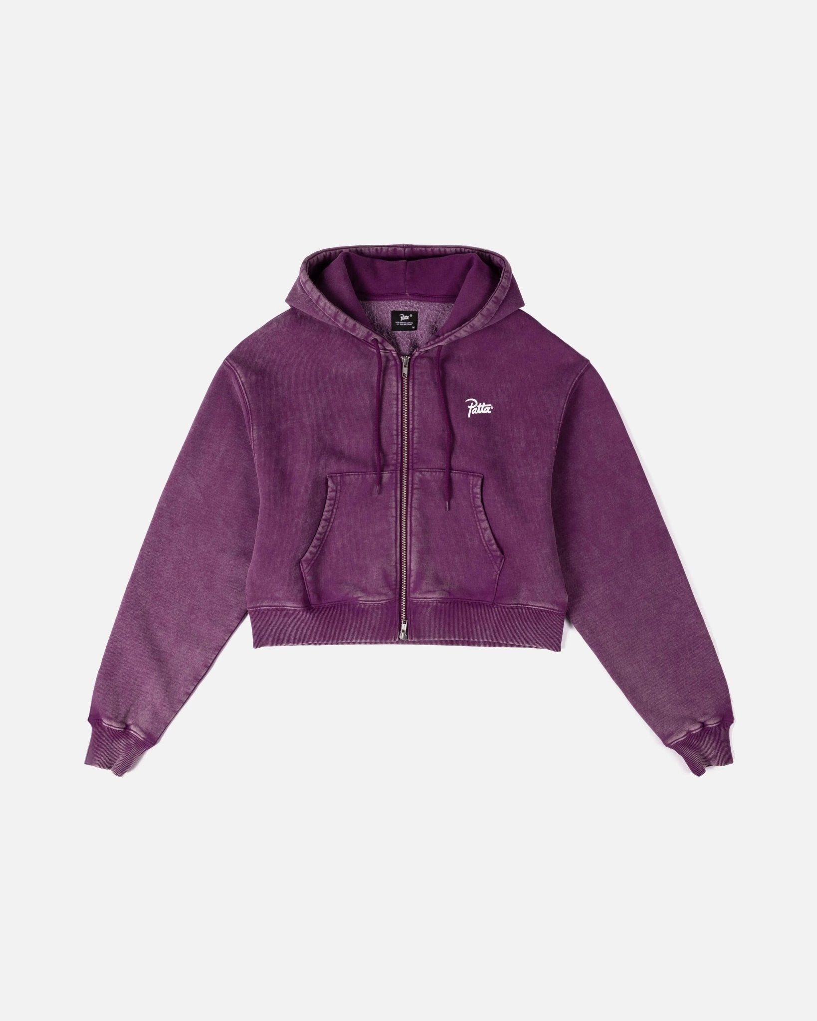 Patta Femme Acid Wash Cropped Zip - Up Hooded Sweater (Dark Purple ) - Patta