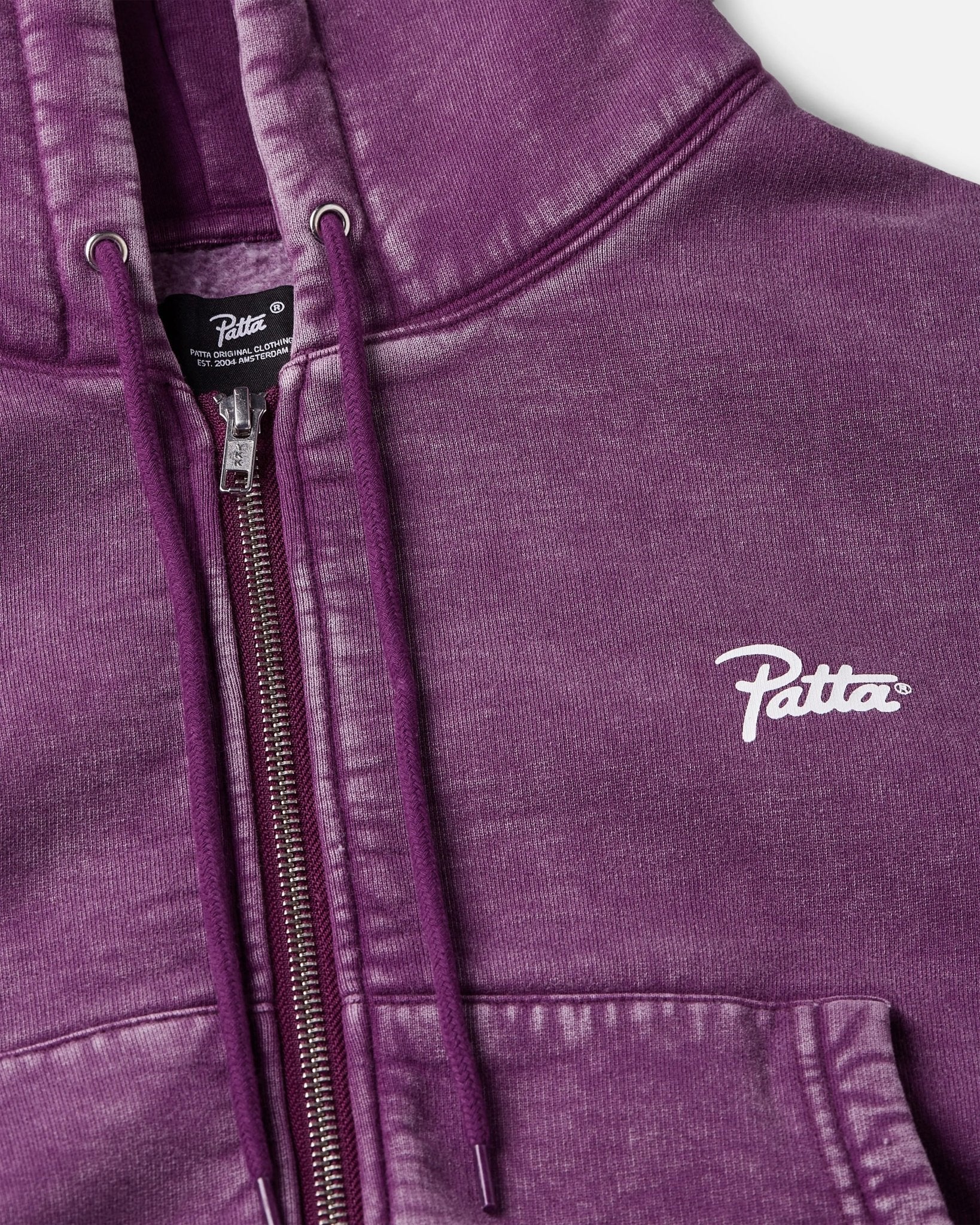 Patta Femme Acid Wash Cropped Zip - Up Hooded Sweater (Dark Purple ) - Patta