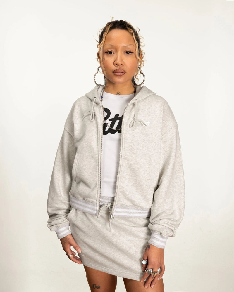 Patta Femme Lounge Zip - Up Hooded Sweater (Light Melange Grey) - Patta