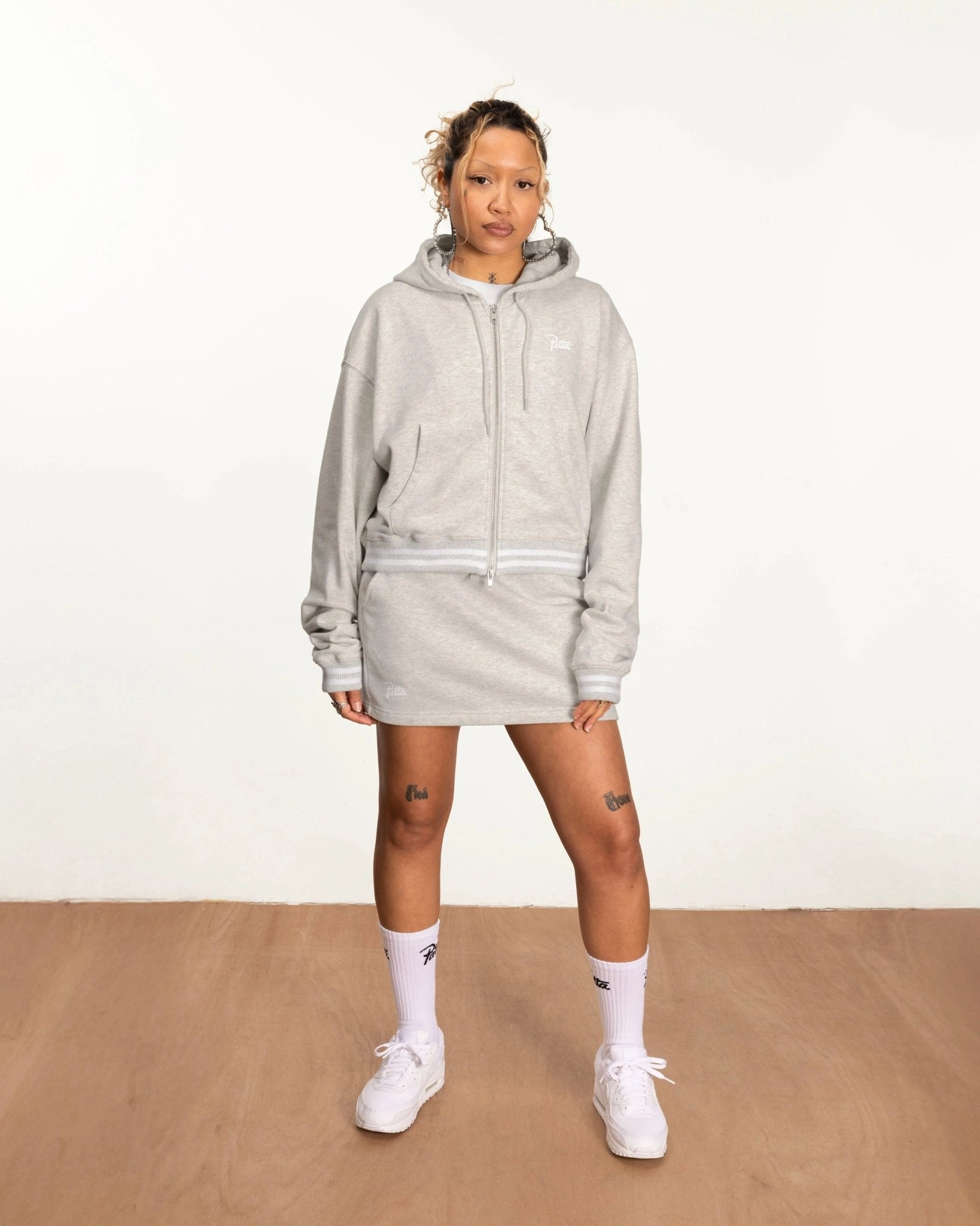 Patta Femme Lounge Zip - Up Hooded Sweater (Light Melange Grey) - Patta