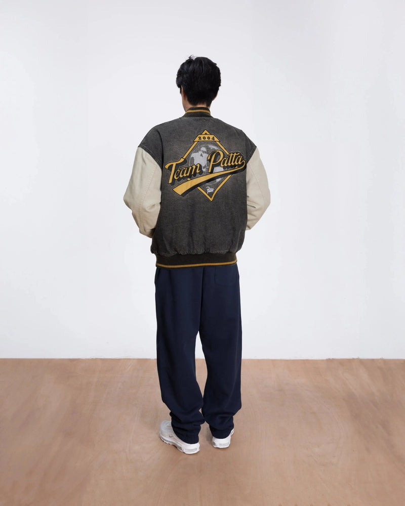 Patta Homerun Denim Varsity Jacket (Black) - Patta