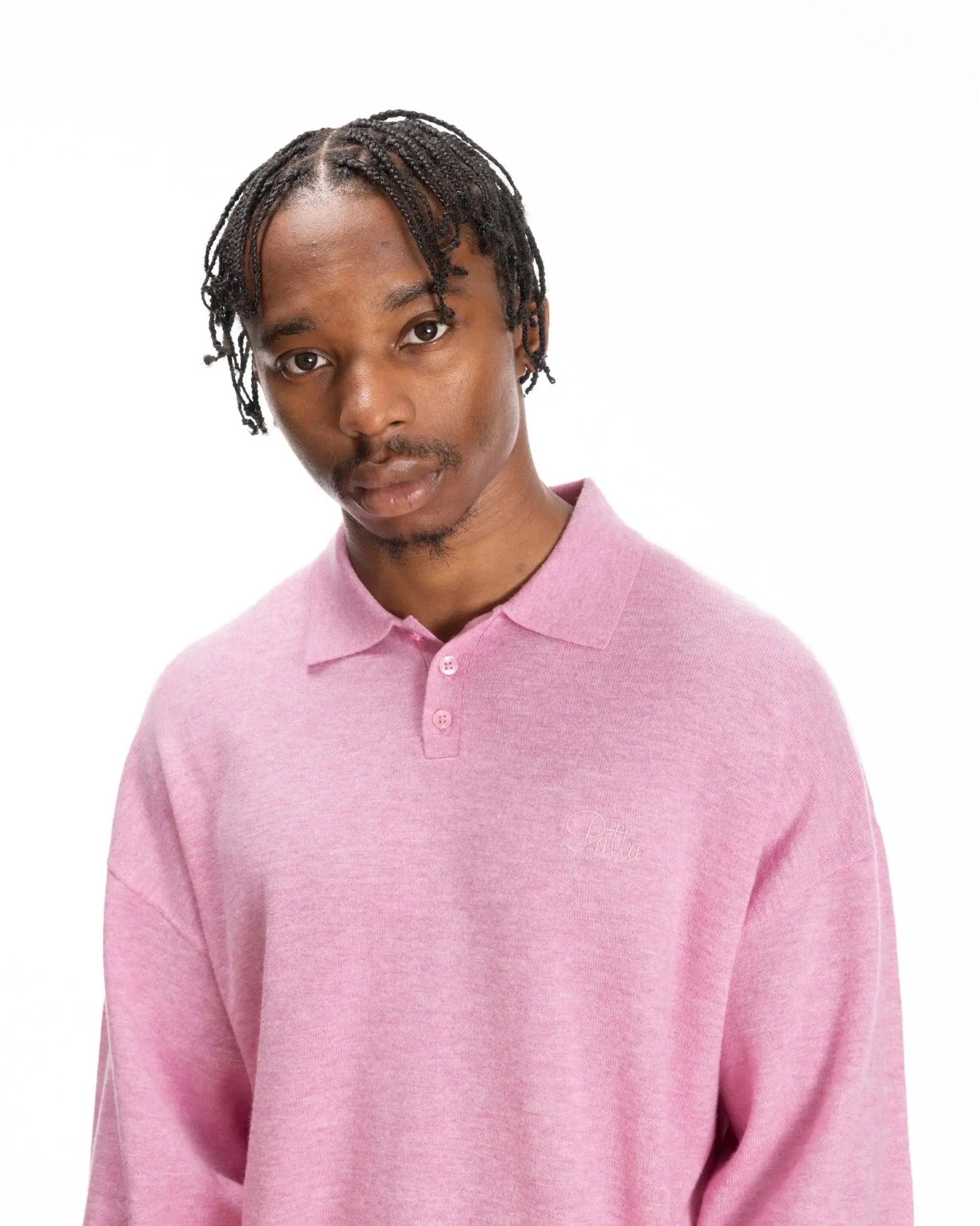 Patta Knitted Wool Longsleeve Polo Shirt (Very Berry ) - Patta