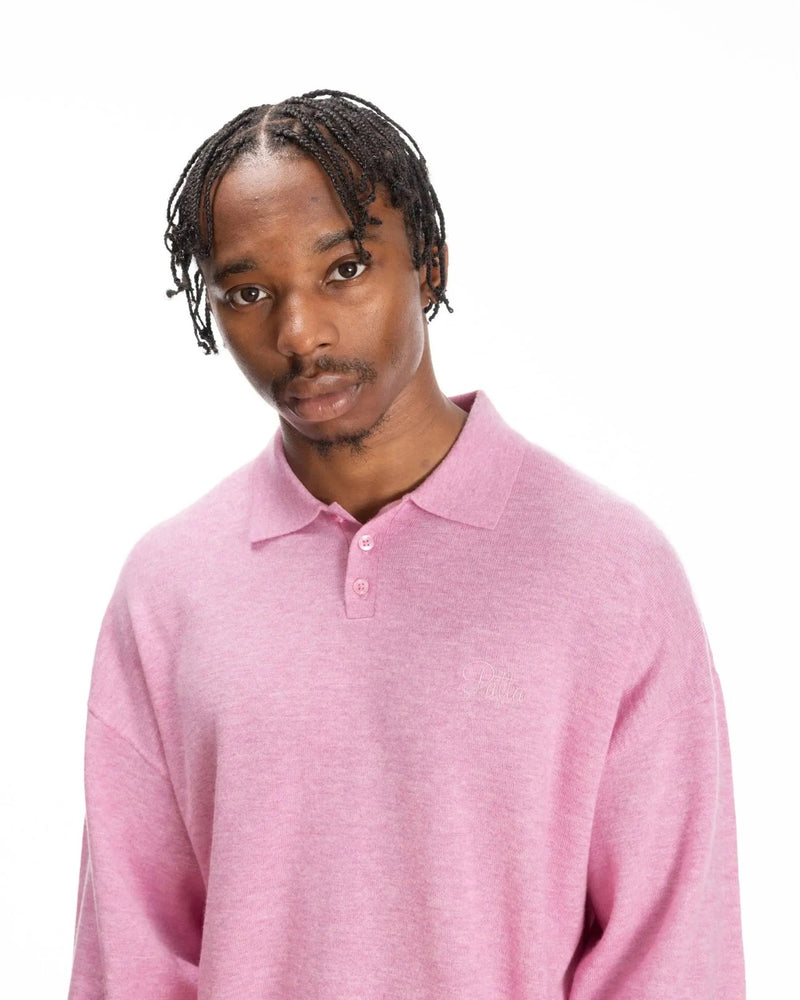 Patta Knitted Wool Longsleeve Polo Shirt (Very Berry ) - Patta