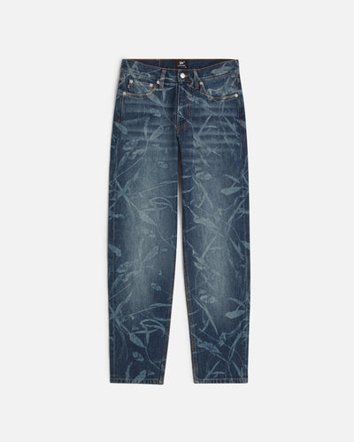 Patta Leaves Laser Print Denim Pants (Blue Denim ) - Patta