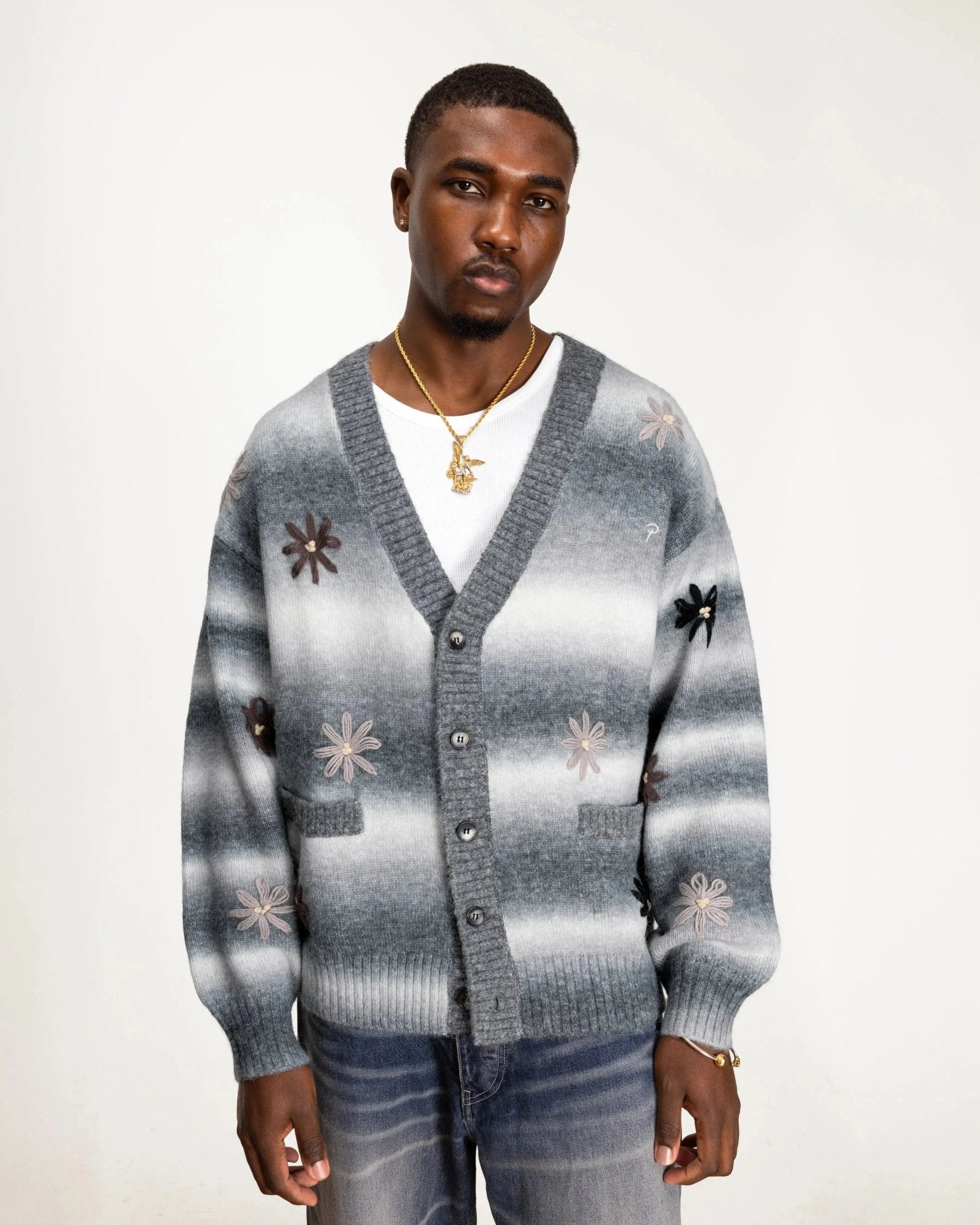 Patta Peace & Love Knitted Cardigan (Forged Iron) - Patta