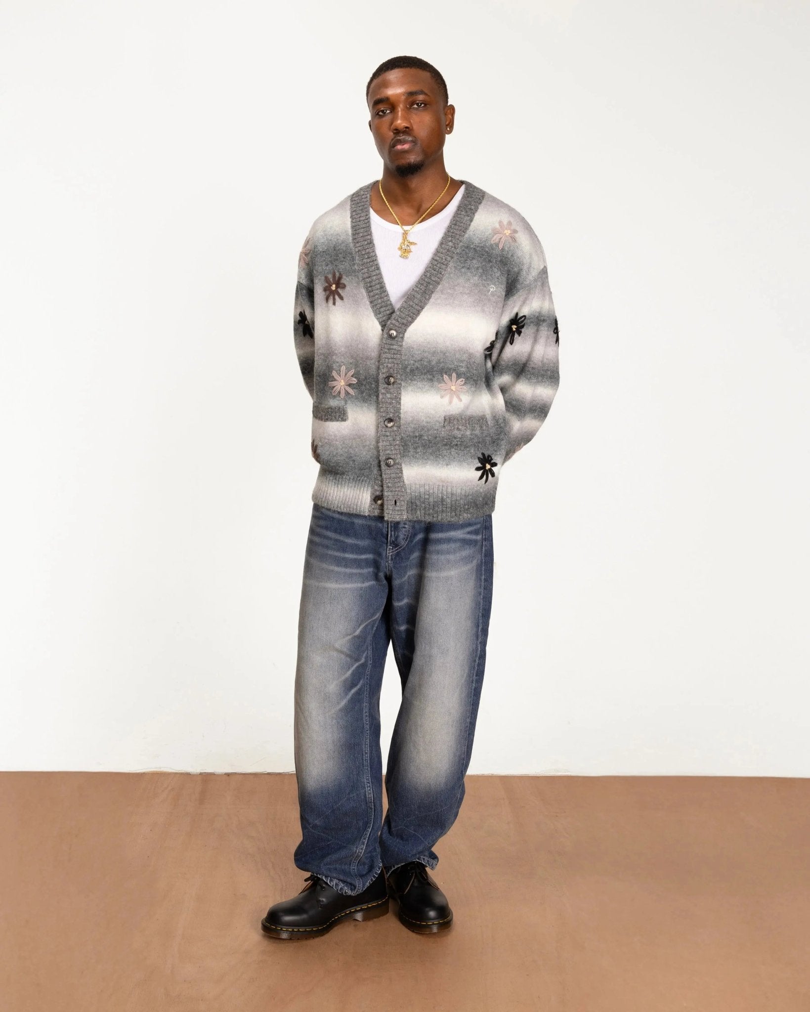 Patta Peace & Love Knitted Cardigan (Forged Iron) - Patta