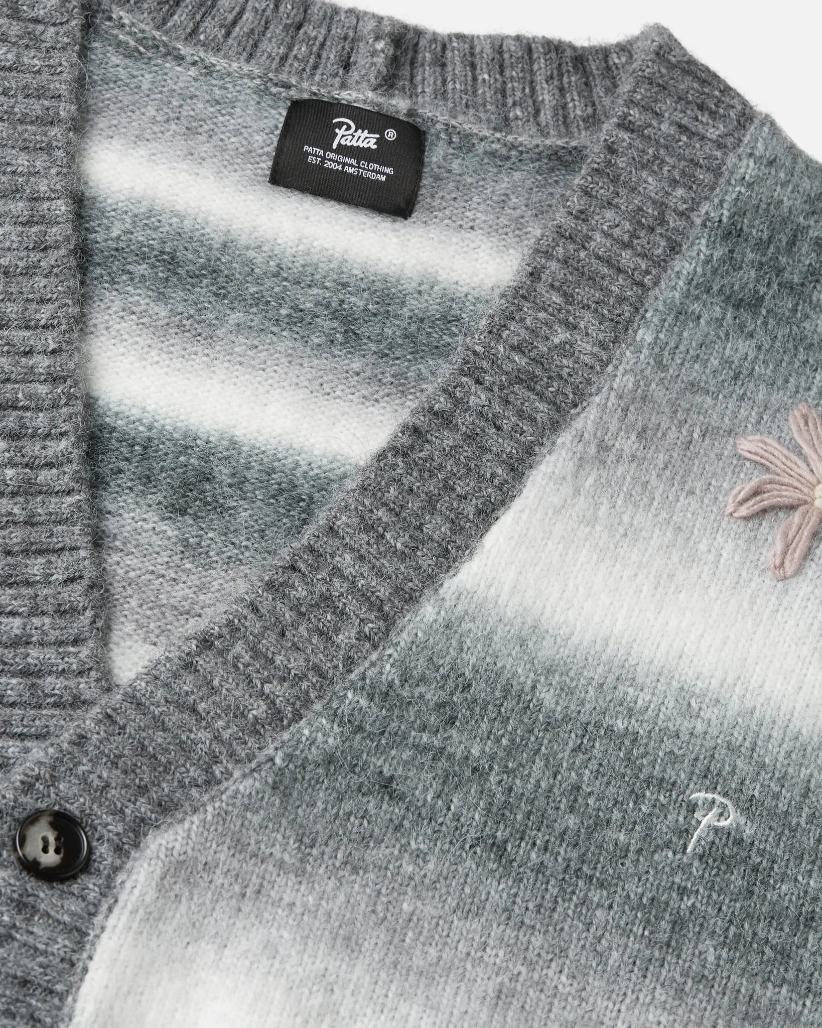 Patta Peace & Love Knitted Cardigan (Forged Iron) - Patta