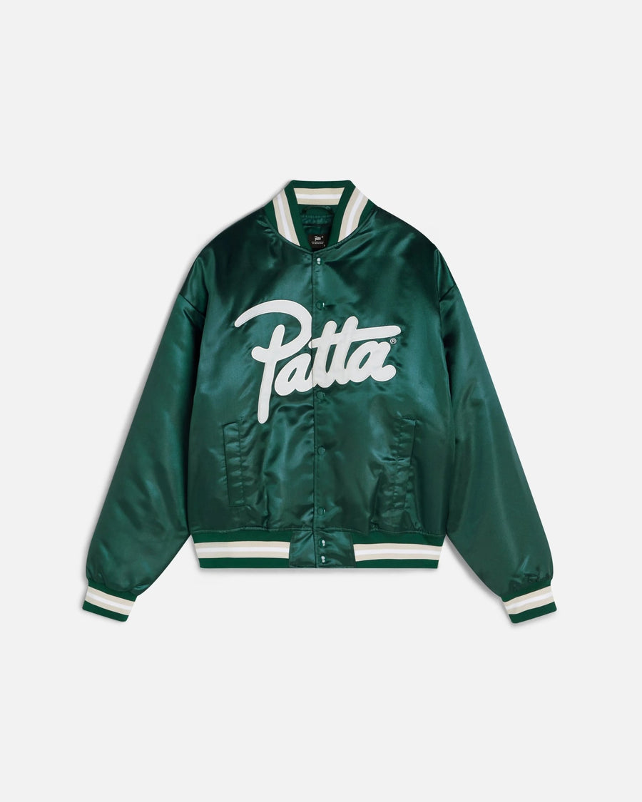 Patta Script Logo Satin Varsity Jacket (Bistro Green) - Patta