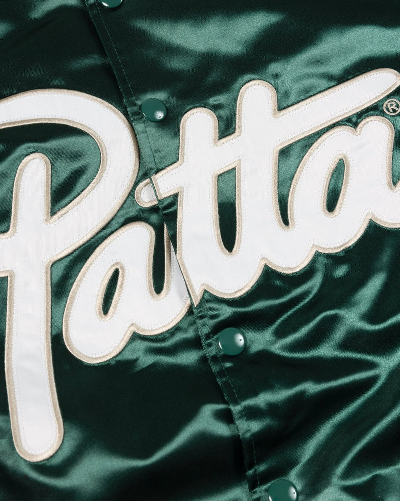 Patta Script Logo Satin Varsity Jacket (Bistro Green) Patta