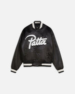 Patta Script Logo Satin Varsity Jacket (Black) - Patta