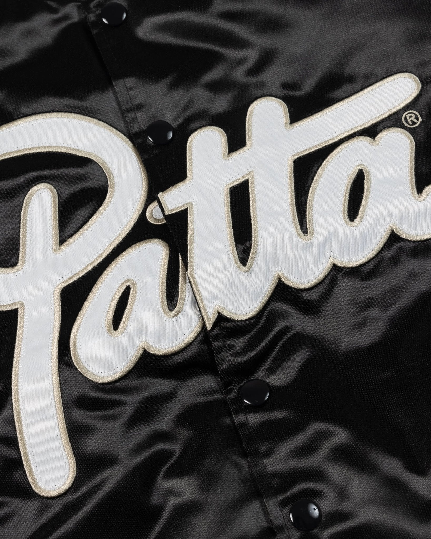 Patta Script Logo Satin Varsity Jacket (Black) - Patta