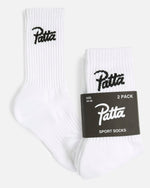 Patta Script Logo Sport Socks (2 - Pack) (White) - Patta