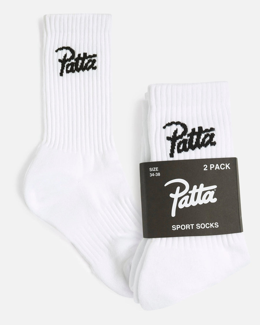 Patta Script Logo Sport Socks (2 - Pack) (White) - Patta