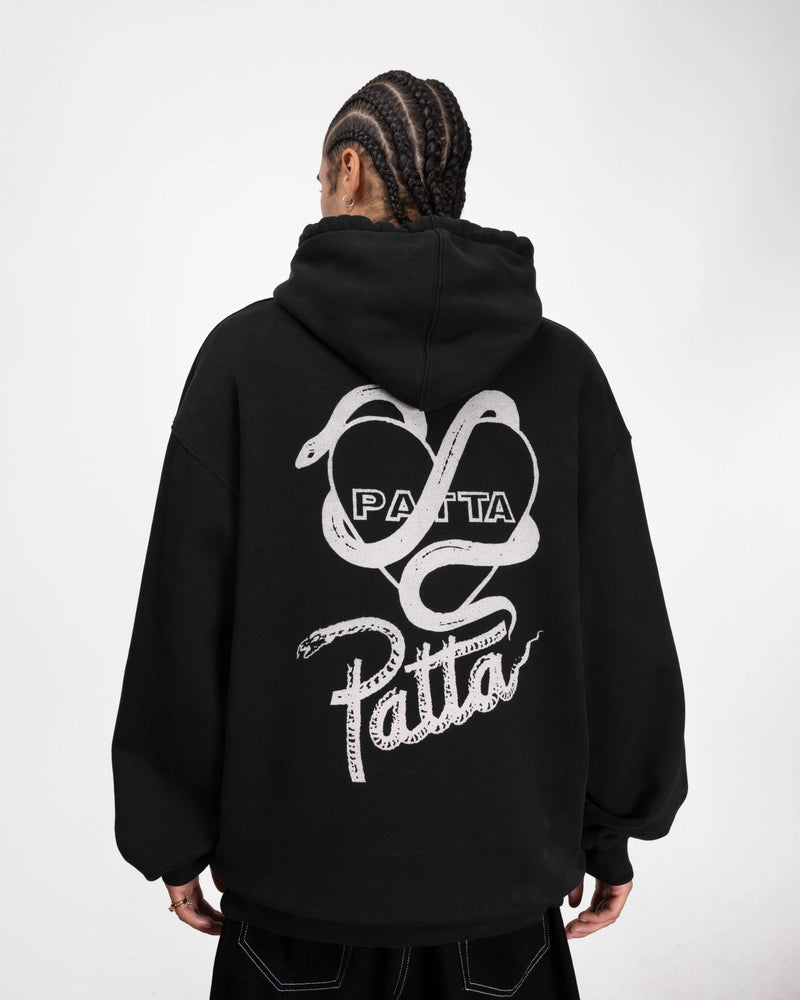 Patta Snake Heart Boxy Hooded Sweater (Black) - Patta