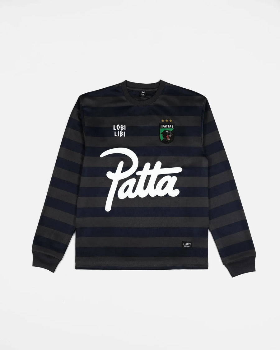 Patta Striped Longsleeve Football Jersey (Forged Iron) - Patta