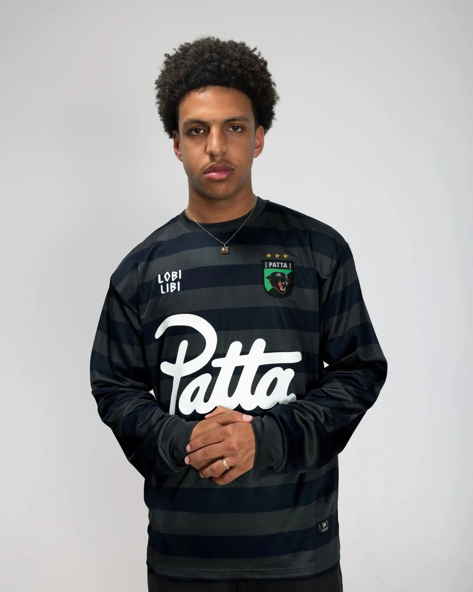 Patta Striped Longsleeve Football Jersey (Forged Iron) - Patta