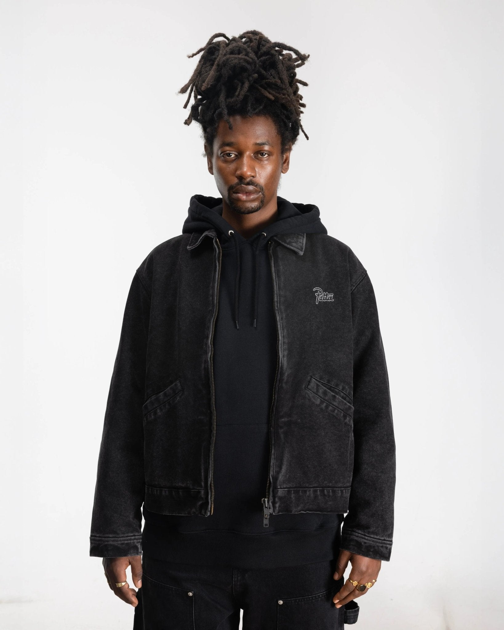 Patta Washed Canvas Jacket (Black) - Patta