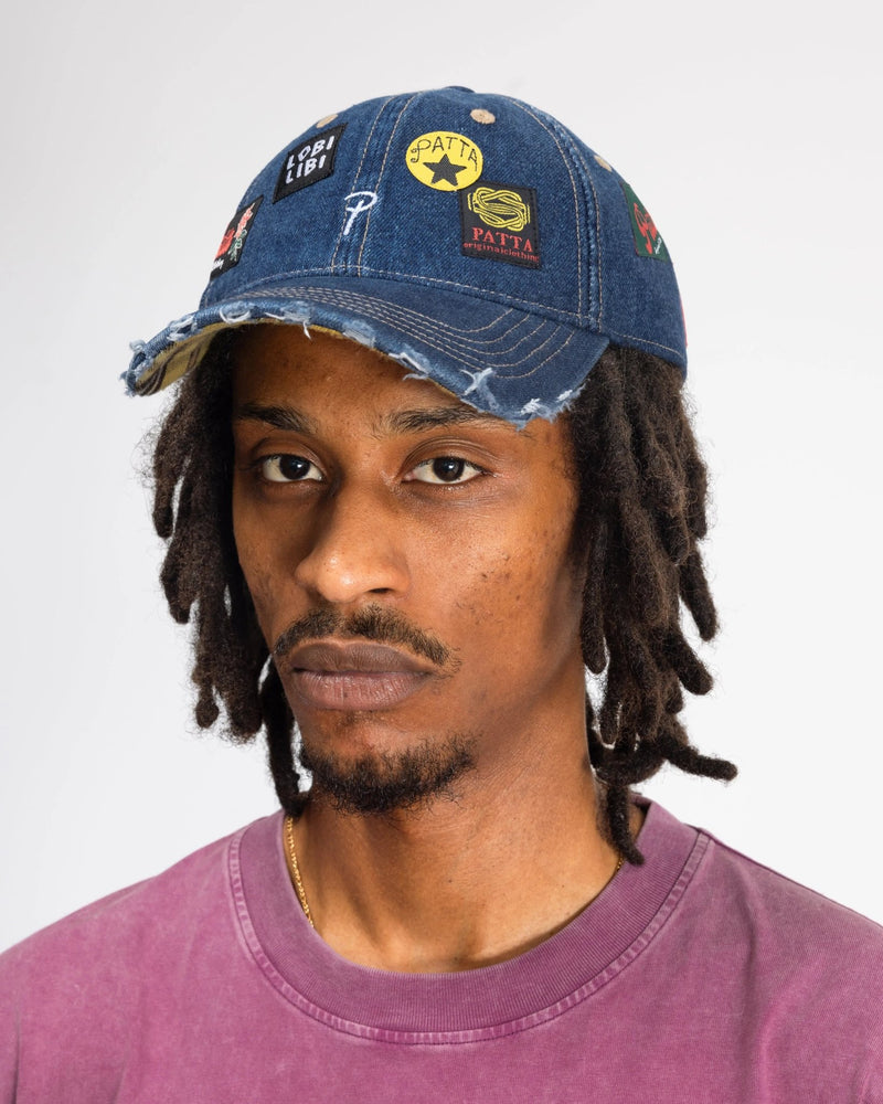 Patta Whole Lotta Labels Denim Cap (Light Blue Denim) - Patta