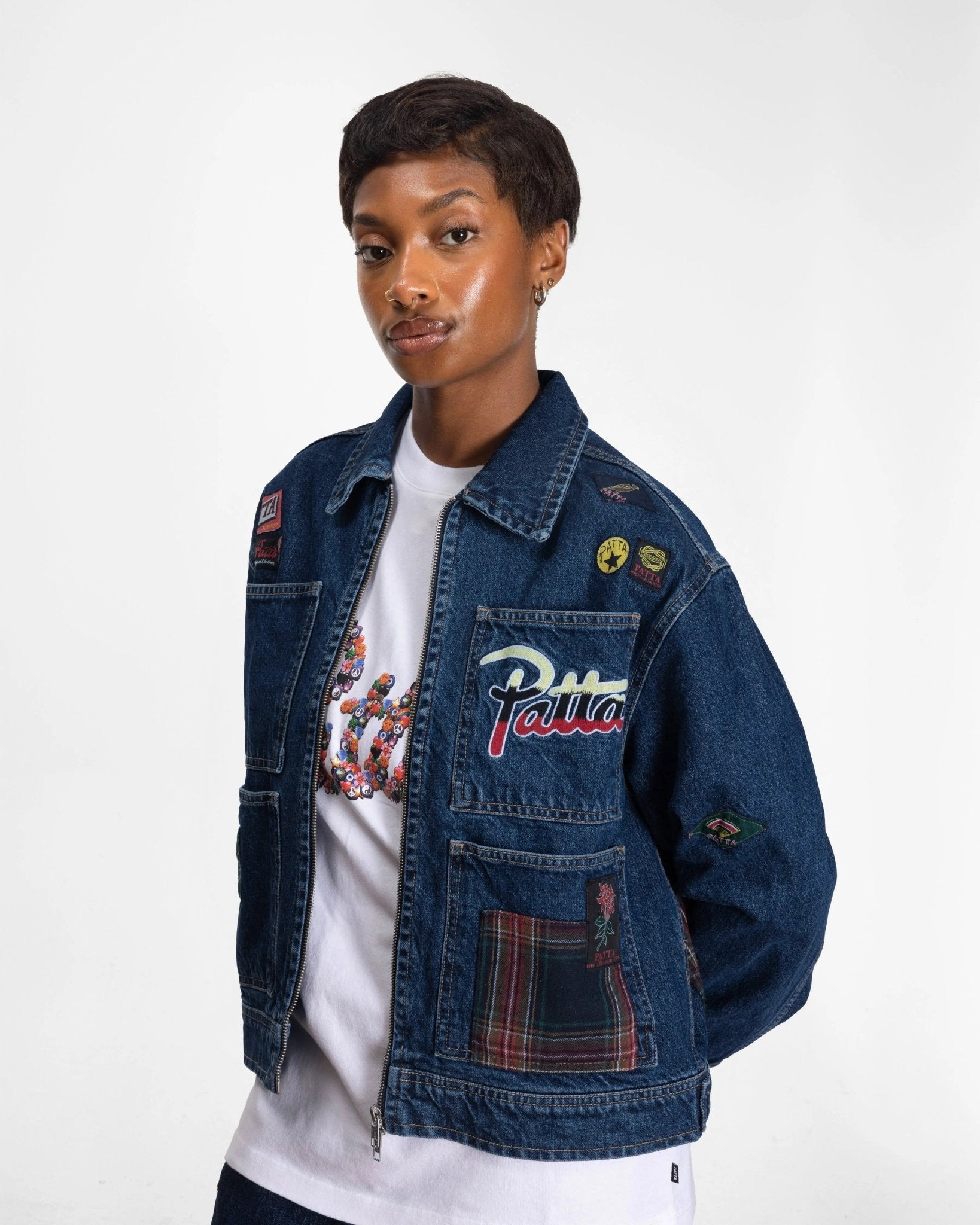 Patta Whole Lotta Labels Denim Jacket (Light Blue Denim) - Patta