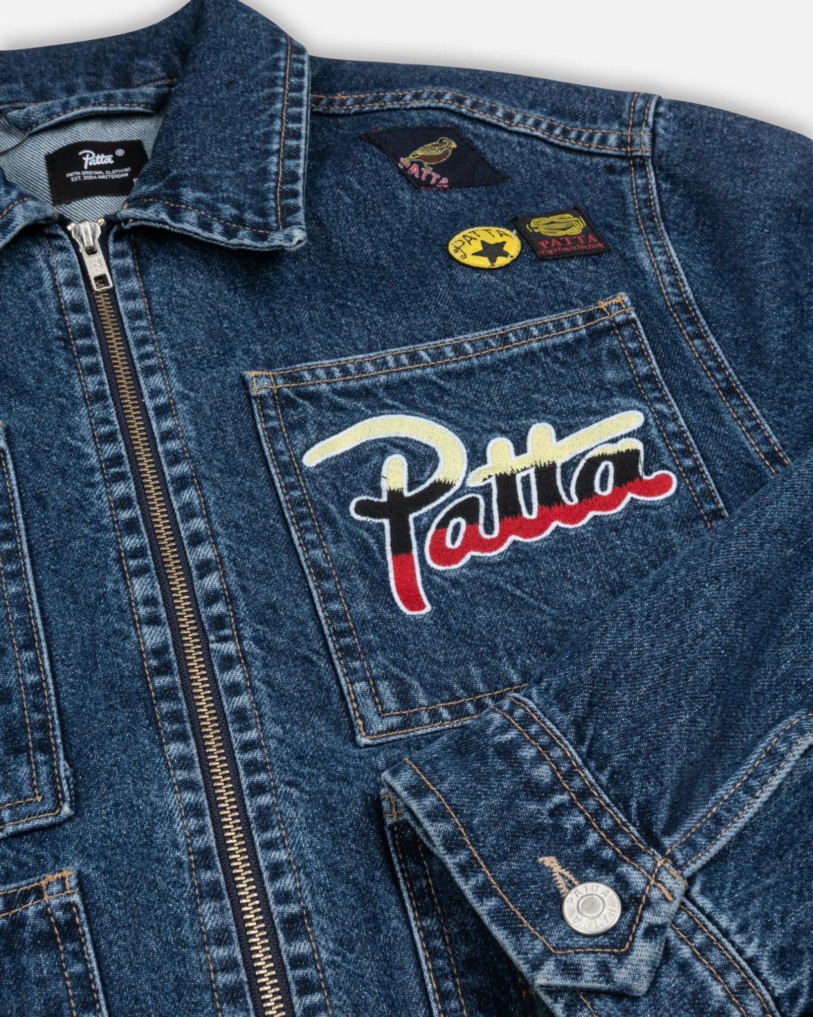 Patta Whole Lotta Labels Denim Jacket (Light Blue Denim) - Patta
