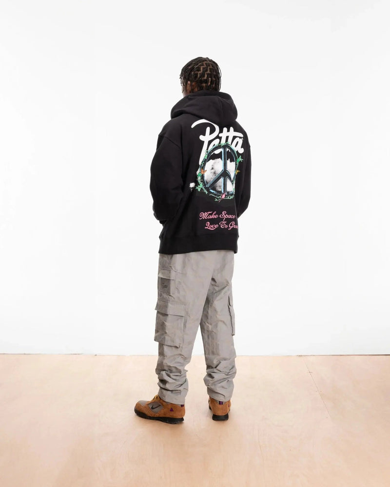 Patta Xerox Peace Boxy Hooded Sweater (Black) - Patta