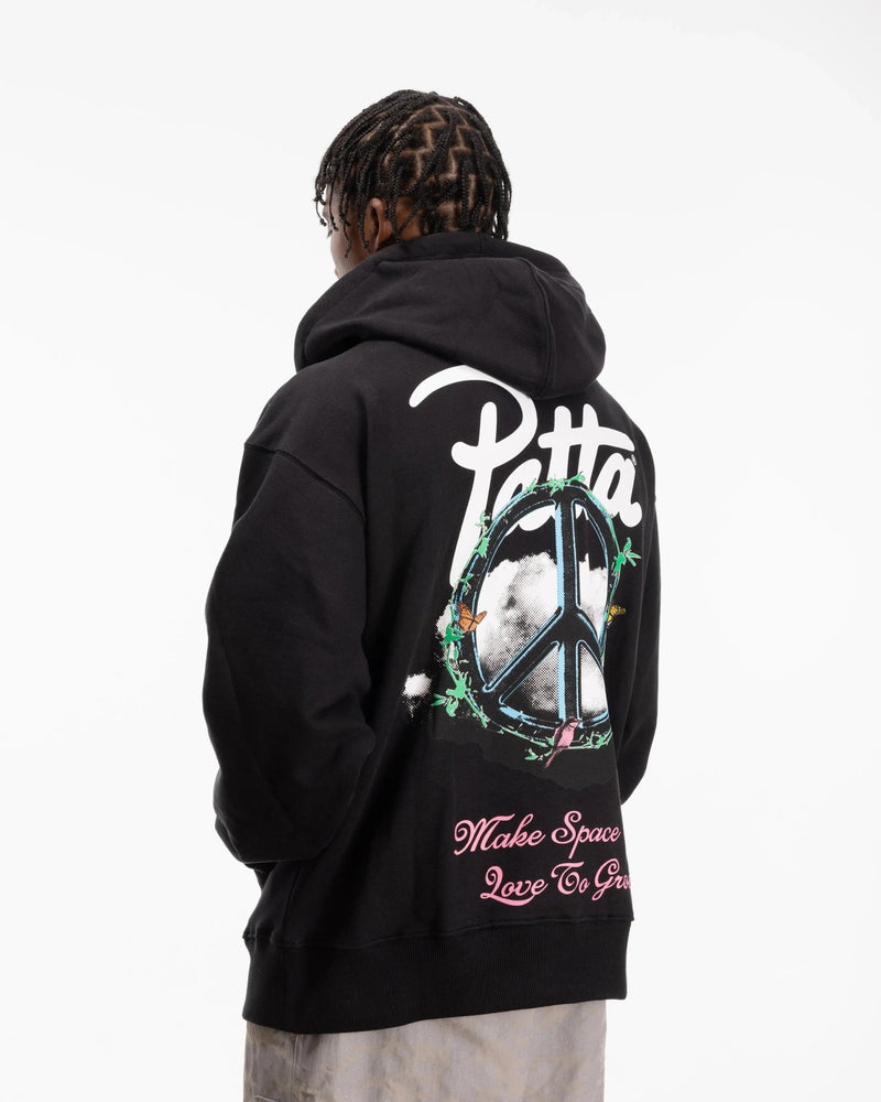 Patta Xerox Peace Boxy Hooded Sweater (Black) - Patta