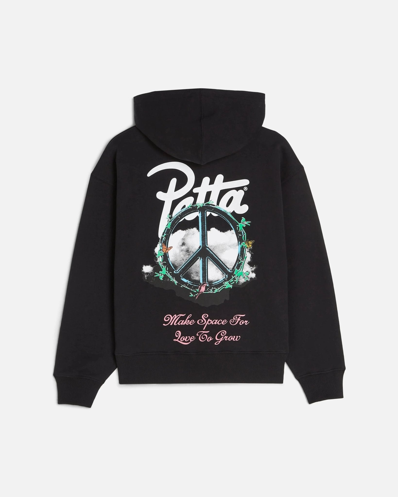 Patta Xerox Peace Boxy Hooded Sweater (Black) - Patta