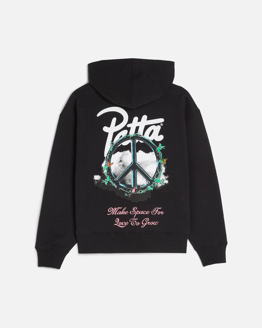 Patta Xerox Peace Boxy Hooded Sweater (Black) - Patta