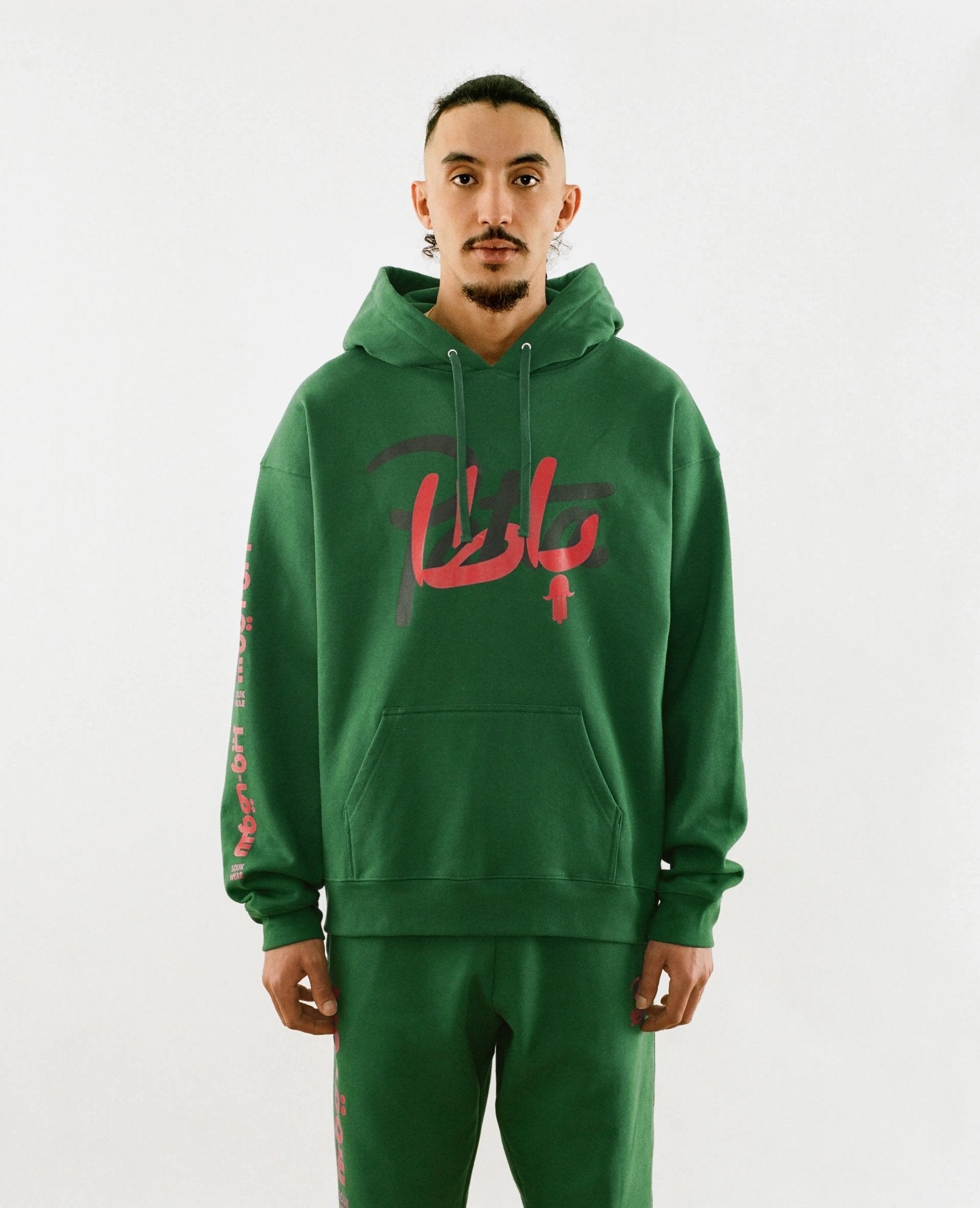 Patta x Andy Wahloo (Hassan Hajjaj) Script Logo Boxy Hooded Sweater (Eden) - Patta